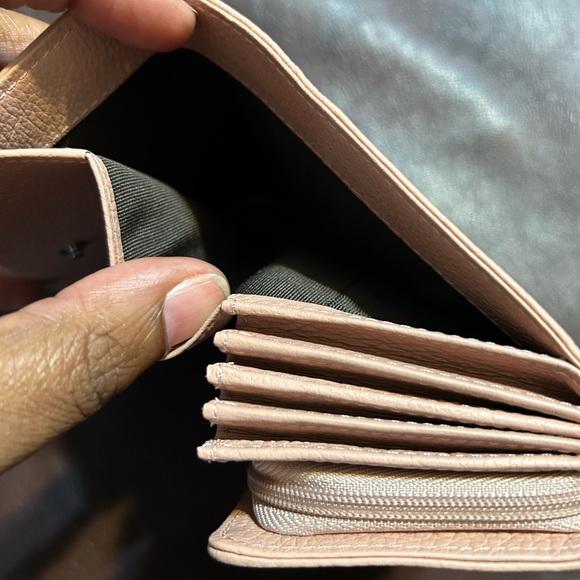 Luxury Pebbled Leather Bi Fold Wallet Beige Pink…NWOT! Please read description. - Picture 7 of 11